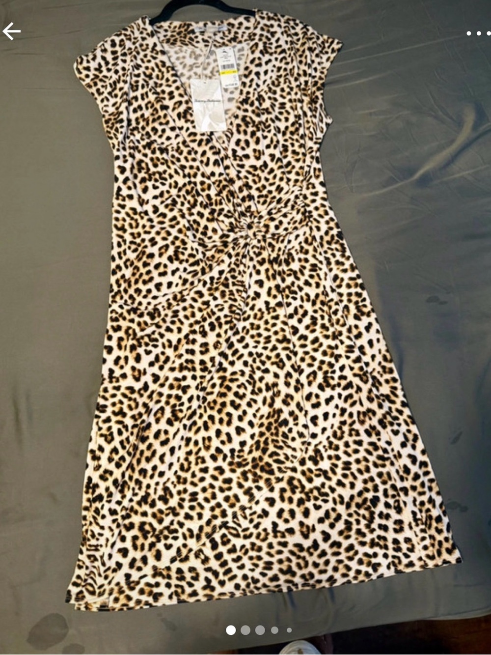 Tommy Bahama Leopard-Print Faux Wrap Midi Dress in Beige and Brown
